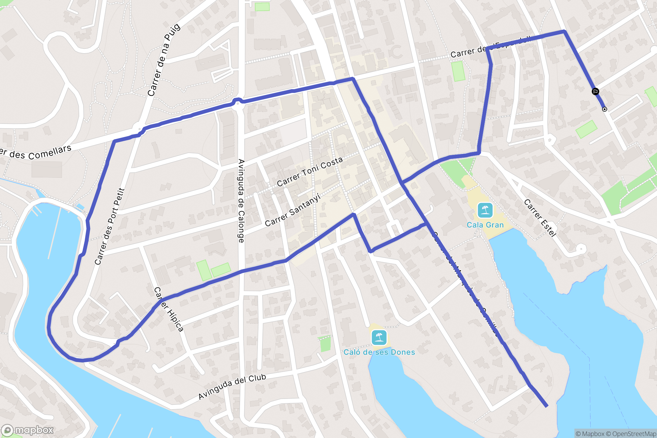 Santanyí : carte du parcours de randonnée - Spain