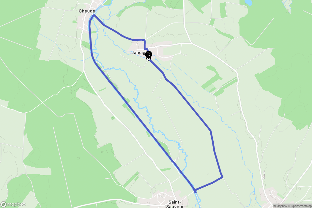 Jancigny : carte du parcours de randonnée - France