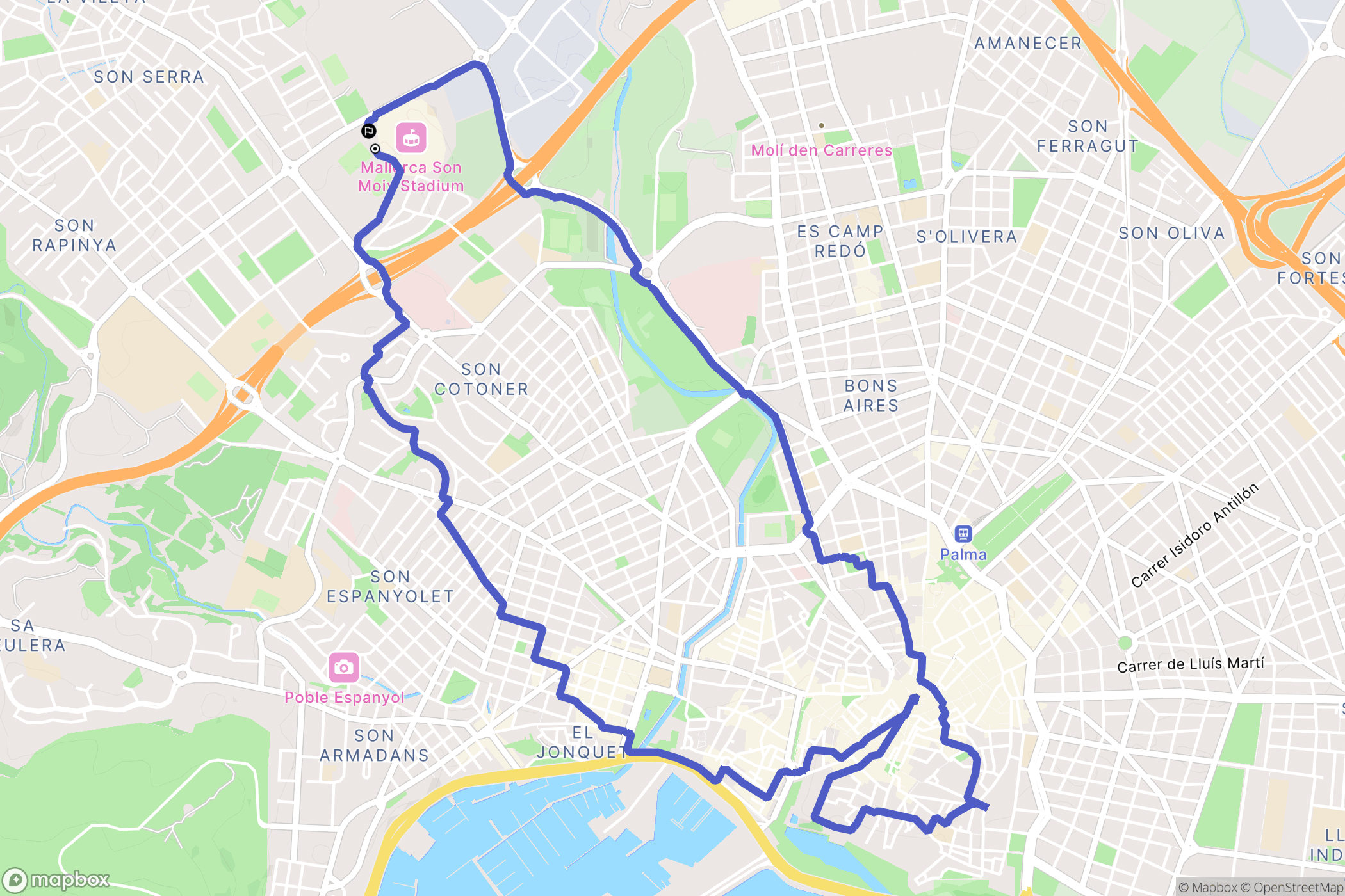 Palma : carte du parcours de randonnée - Spain