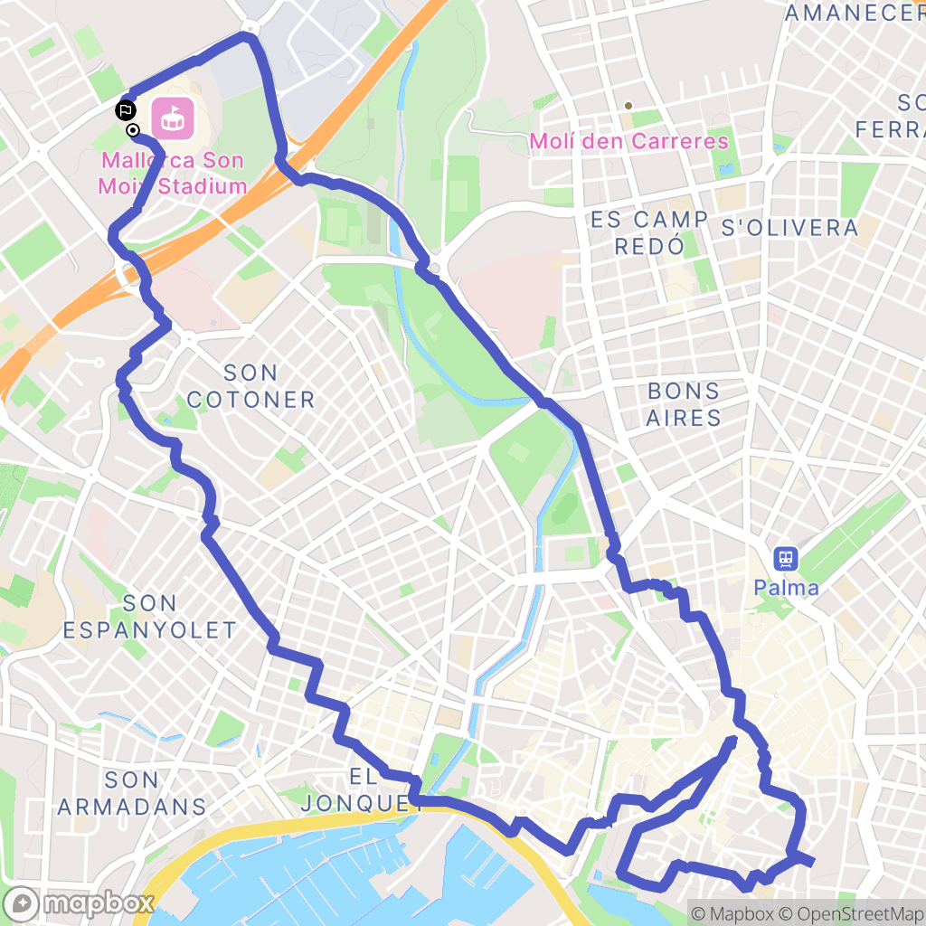 Palma : carte du parcours de randonnée - Spain