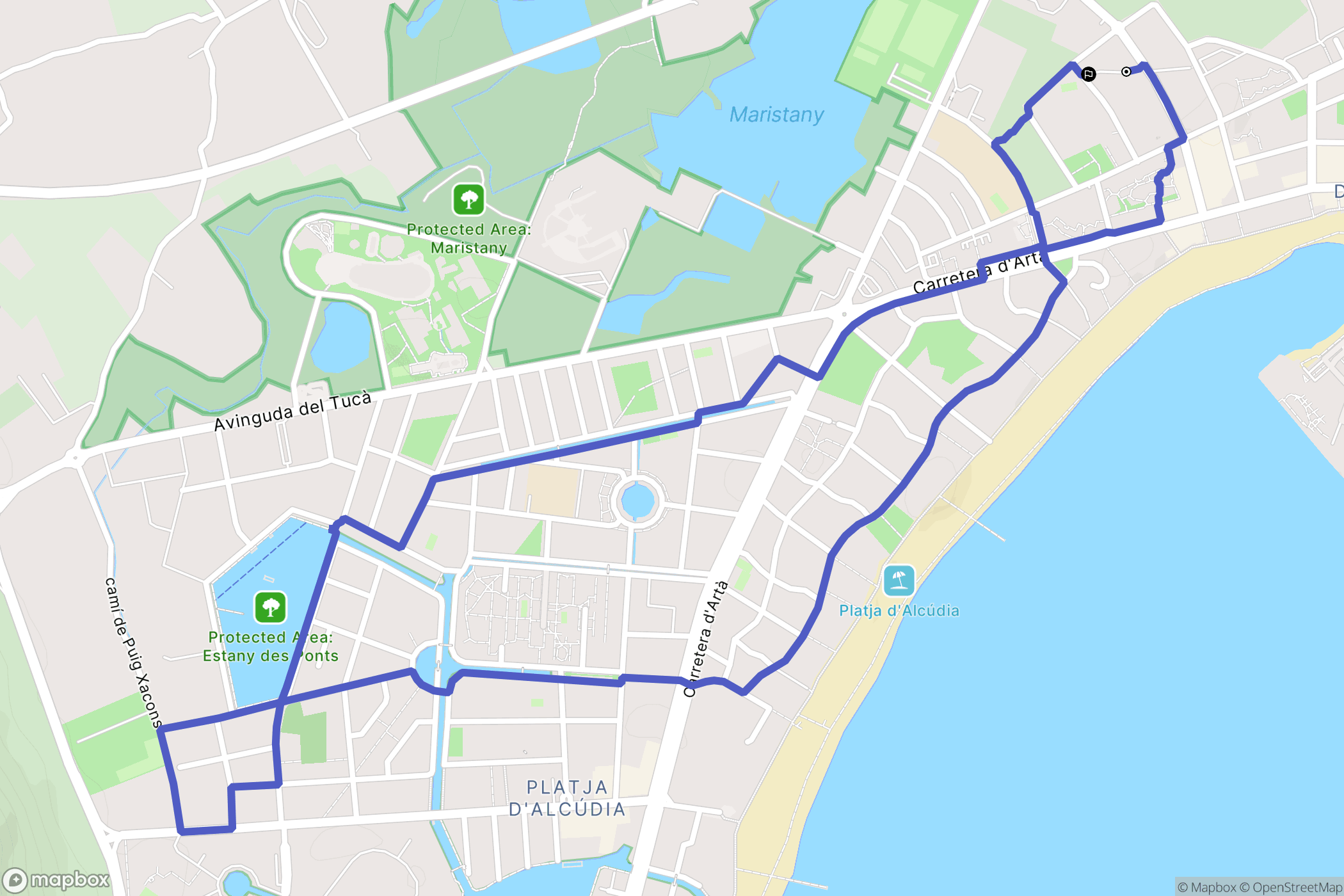 Alcúdia : carte du parcours de randonnée - Spain