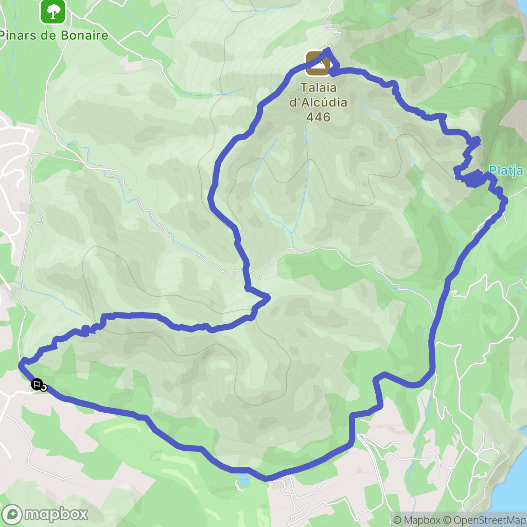Alcúdia : carte du parcours de randonnée - Spain