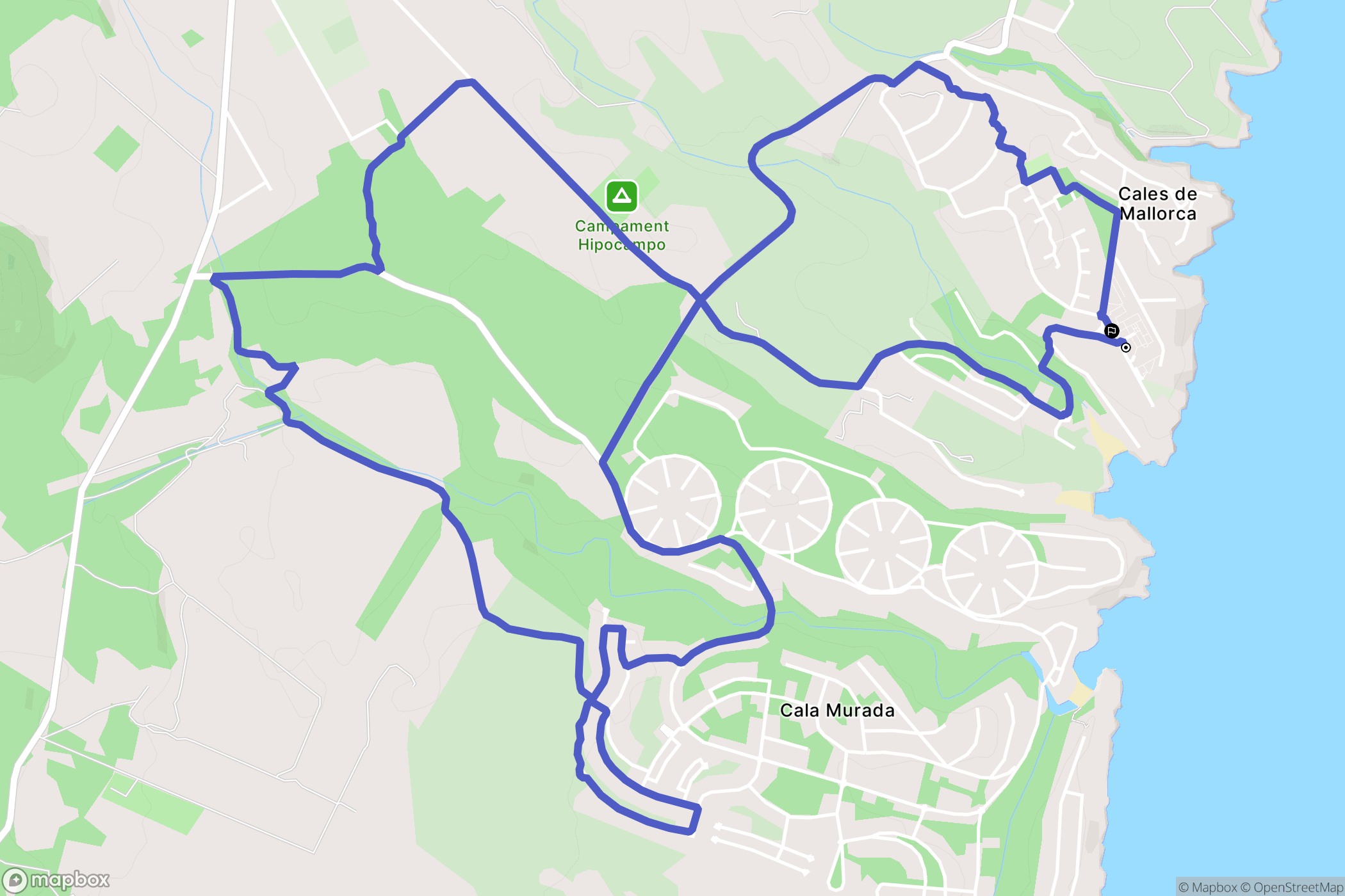 Cales de Mallorca : carte du parcours de randonnée - Spain