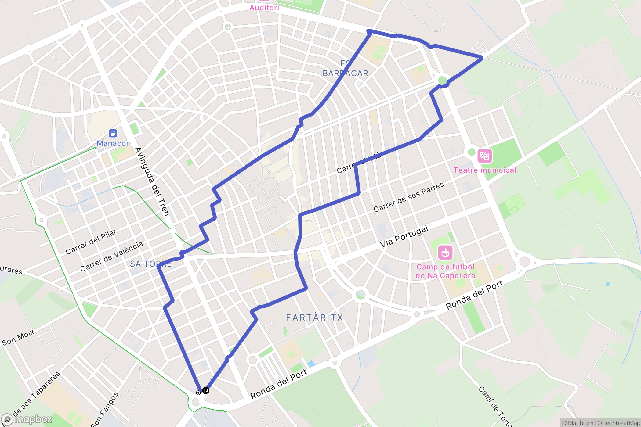 Manacor : carte du parcours de randonnée - Spain