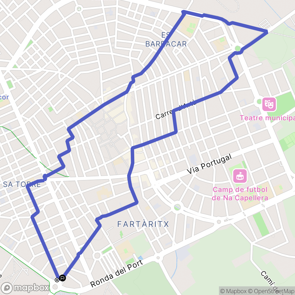 Manacor : carte du parcours de randonnée - Spain