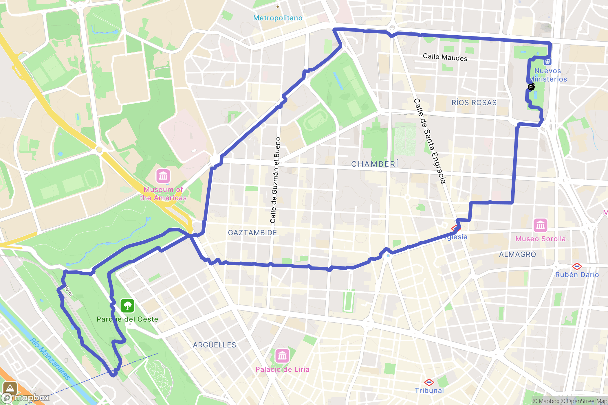 Madrid : carte du parcours de randonnée - Spain