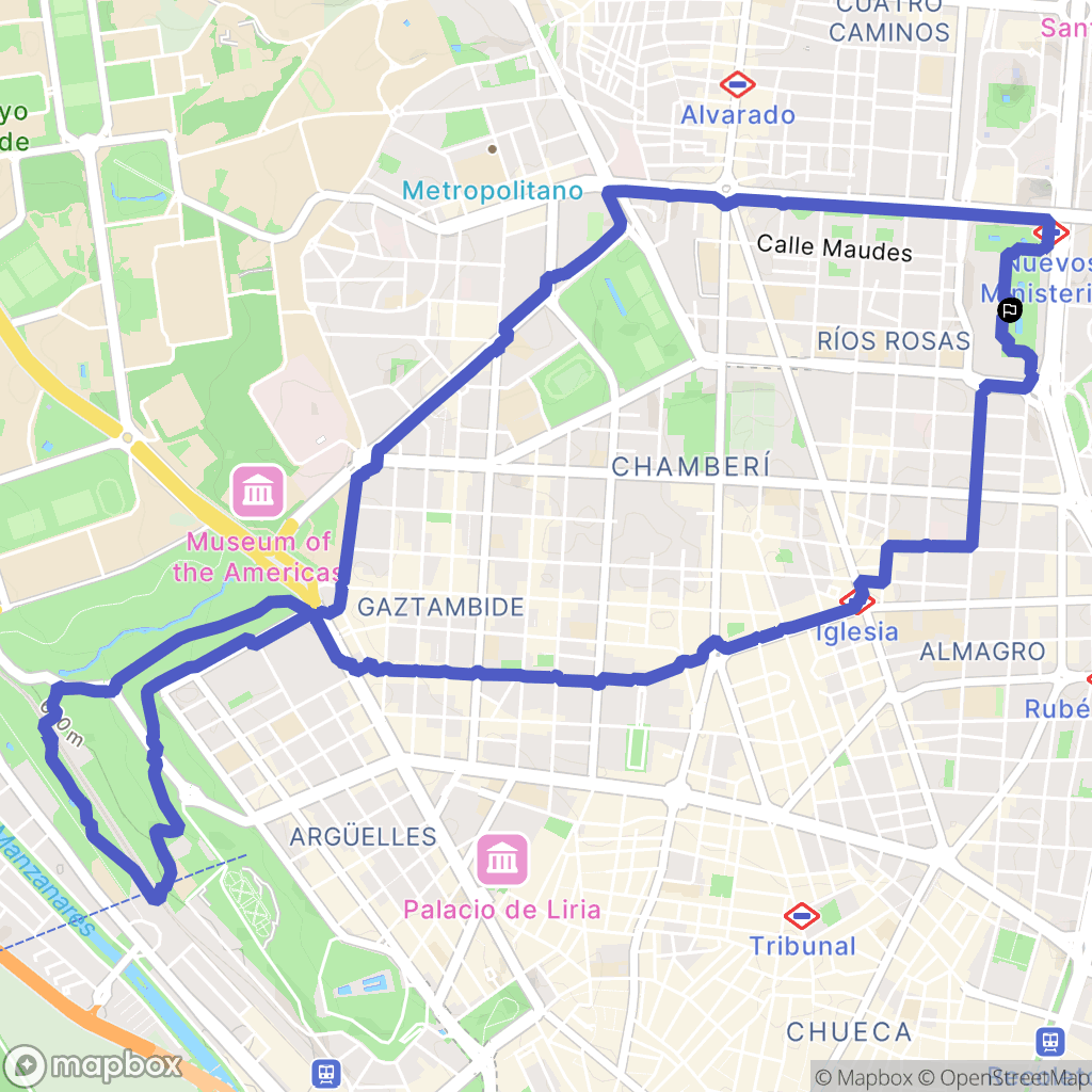 Madrid : carte du parcours de randonnée - Spain