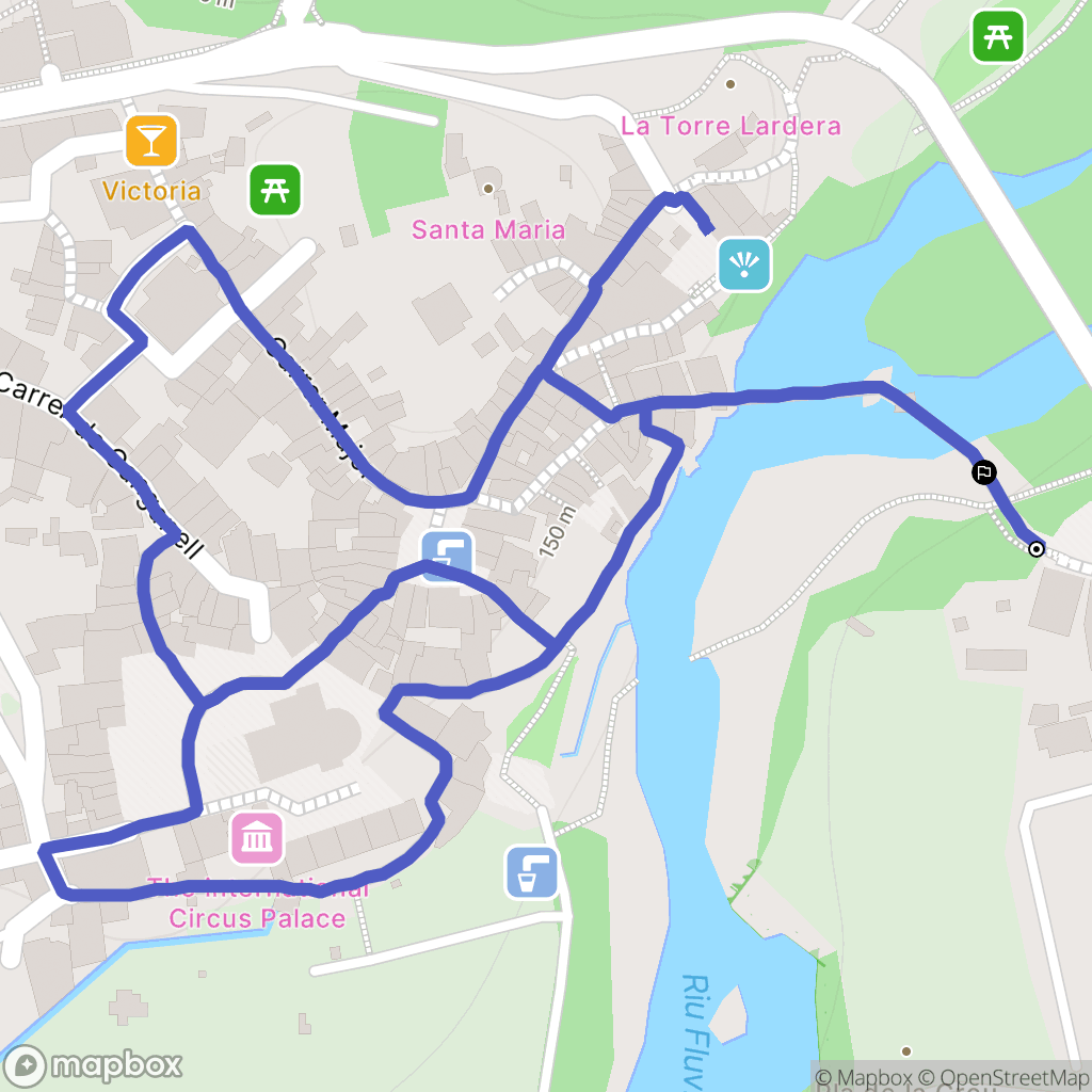 Besalú : carte du parcours de randonnée - Spain