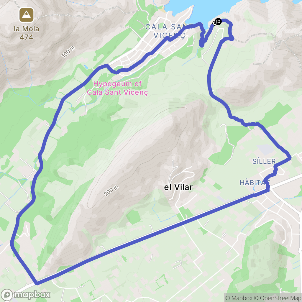 Cala Sant Vicenç : carte du parcours de randonnée - Spain