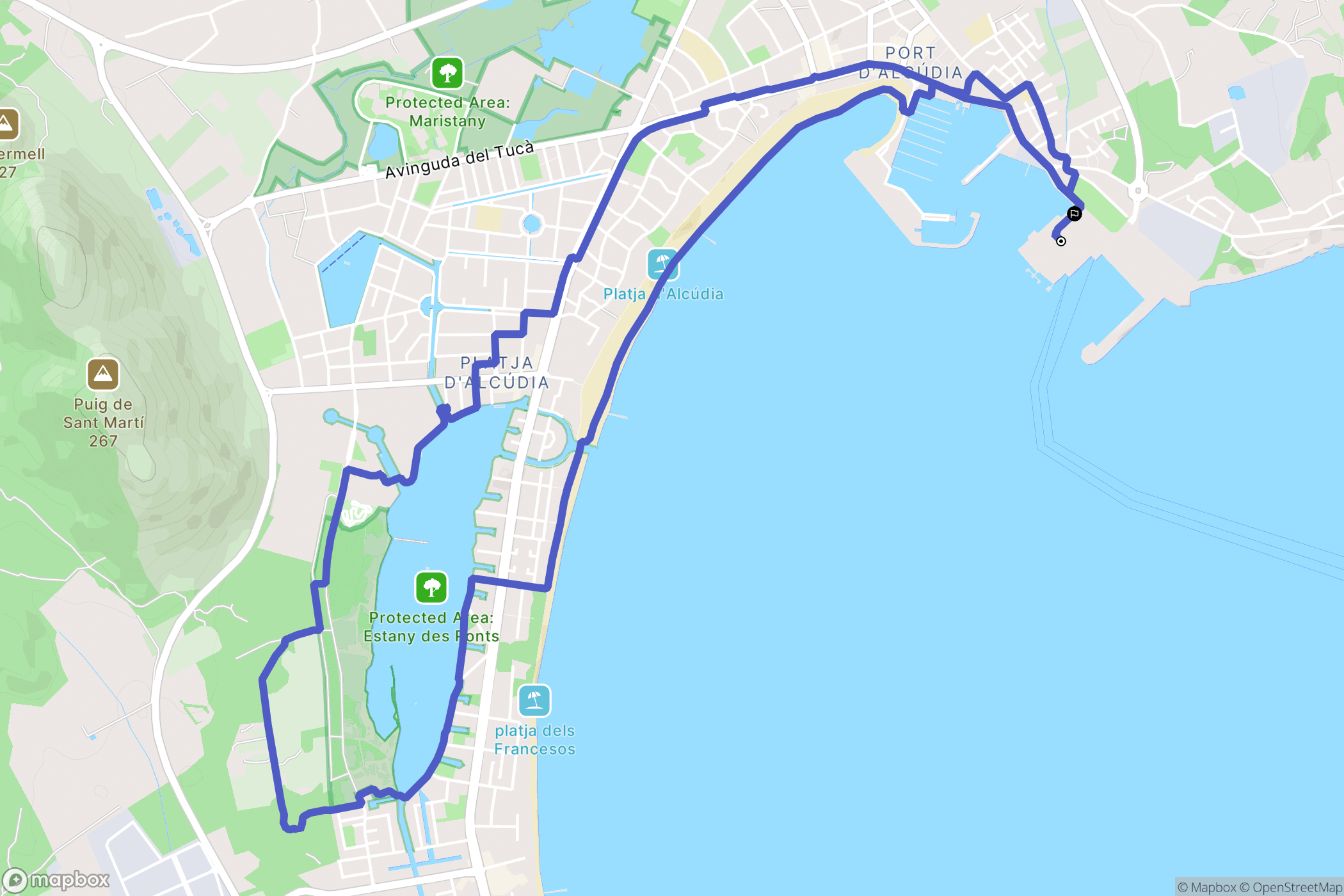 Alcúdia : carte du parcours de randonnée - Spain