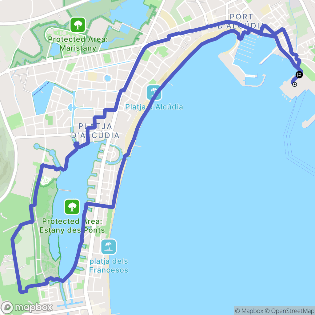 Alcúdia : carte du parcours de randonnée - Spain
