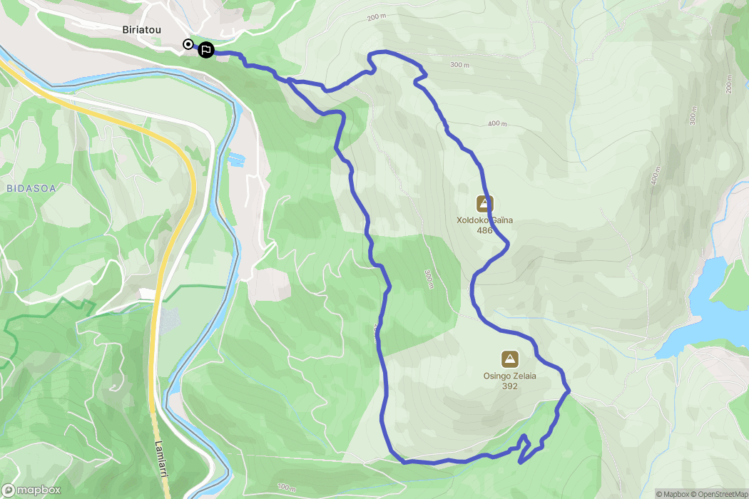 Biriatou : carte du parcours de randonnée - France