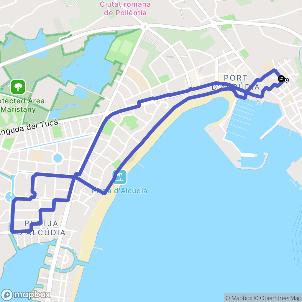 Alcúdia : carte du parcours de randonnée - Spain