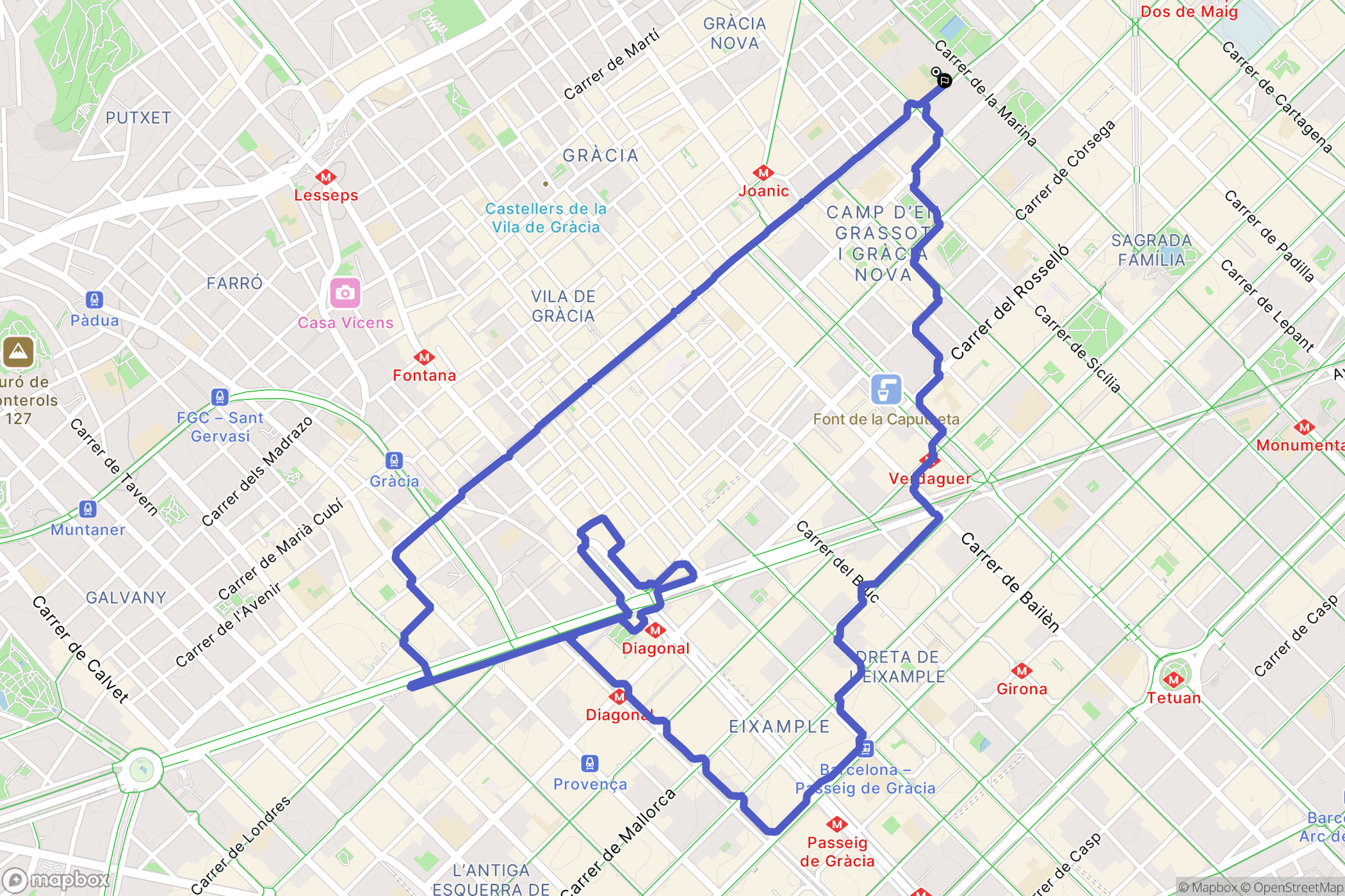 Barcelona : carte du parcours de randonnée - Spain
