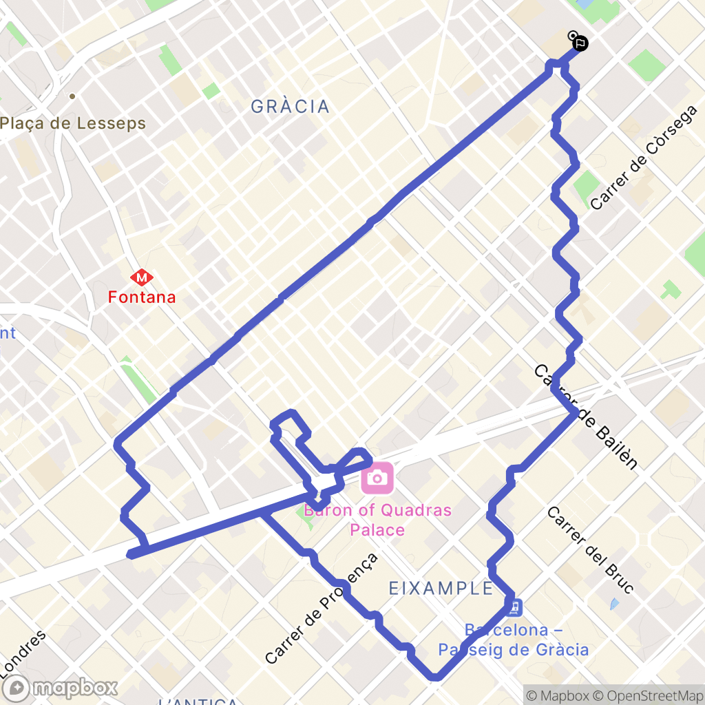 Barcelona : carte du parcours de randonnée - Spain
