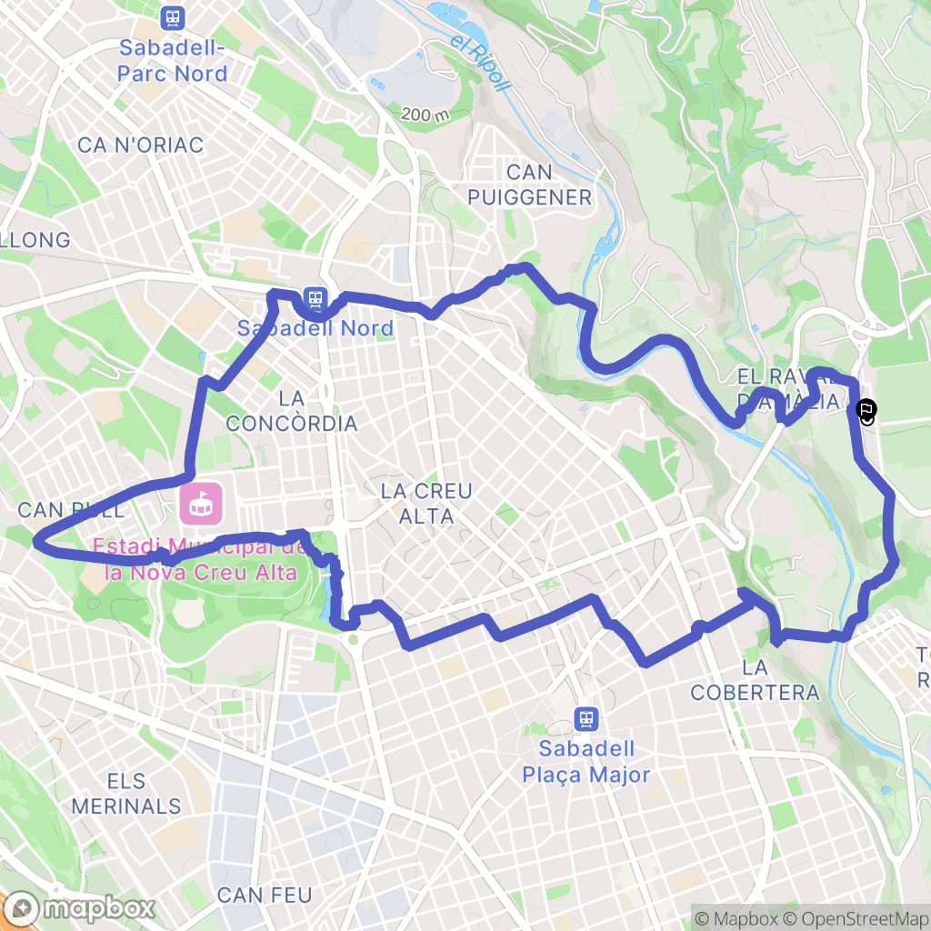 Sabadell : carte du parcours de randonnée - Spain