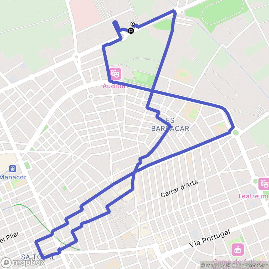 Manacor : carte du parcours de randonnée - Spain
