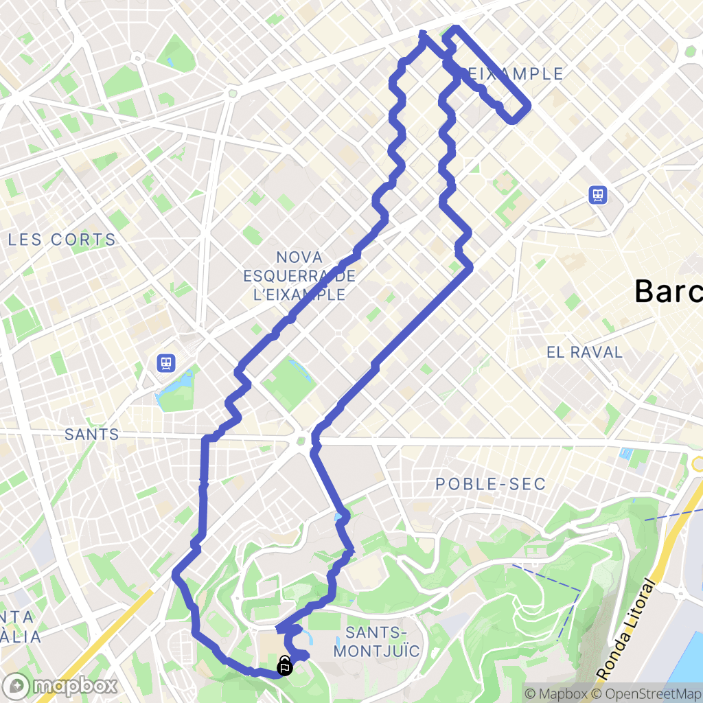 Barcelona : carte du parcours de randonnée - Spain
