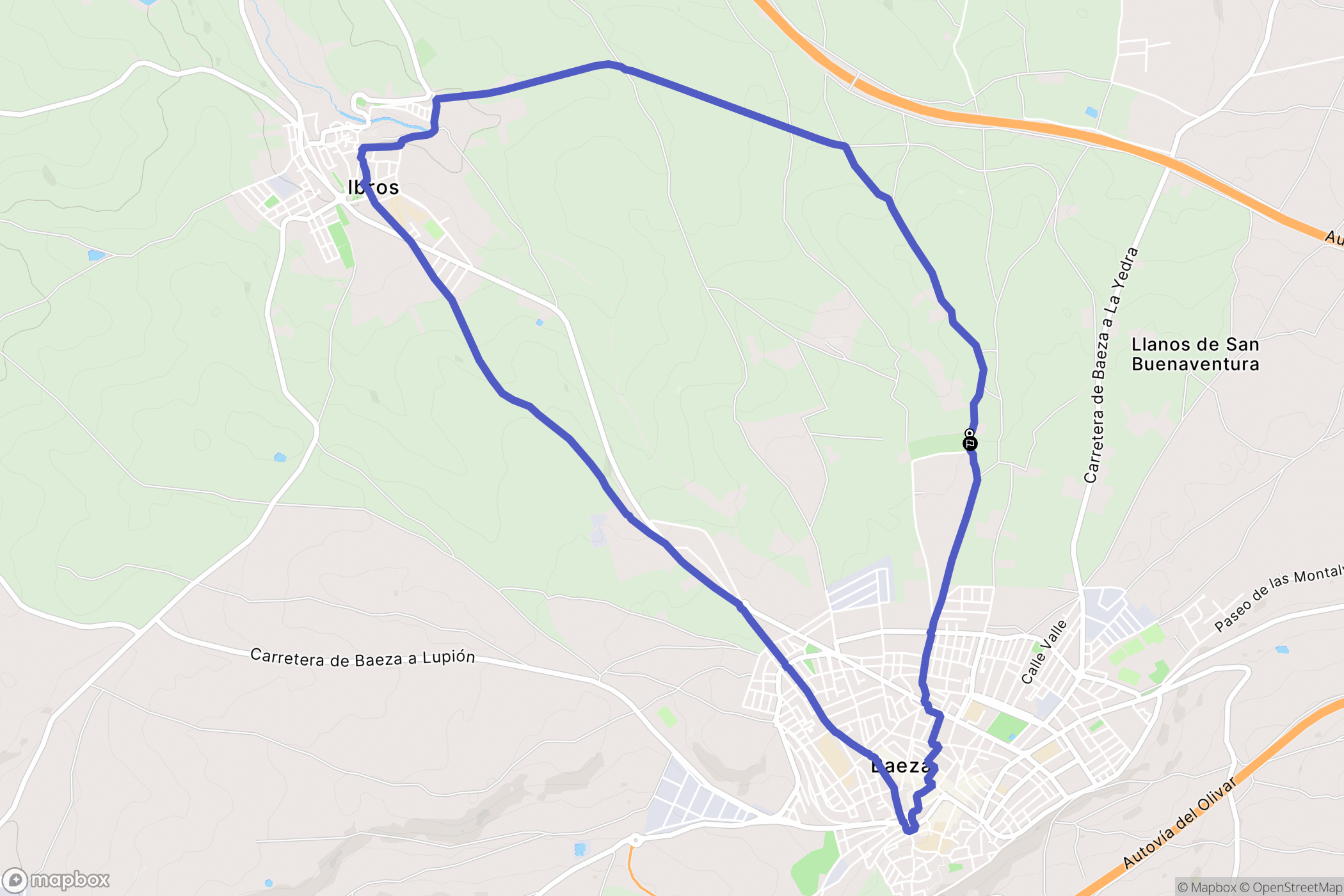 Baeza : carte du parcours de randonnée - Spain