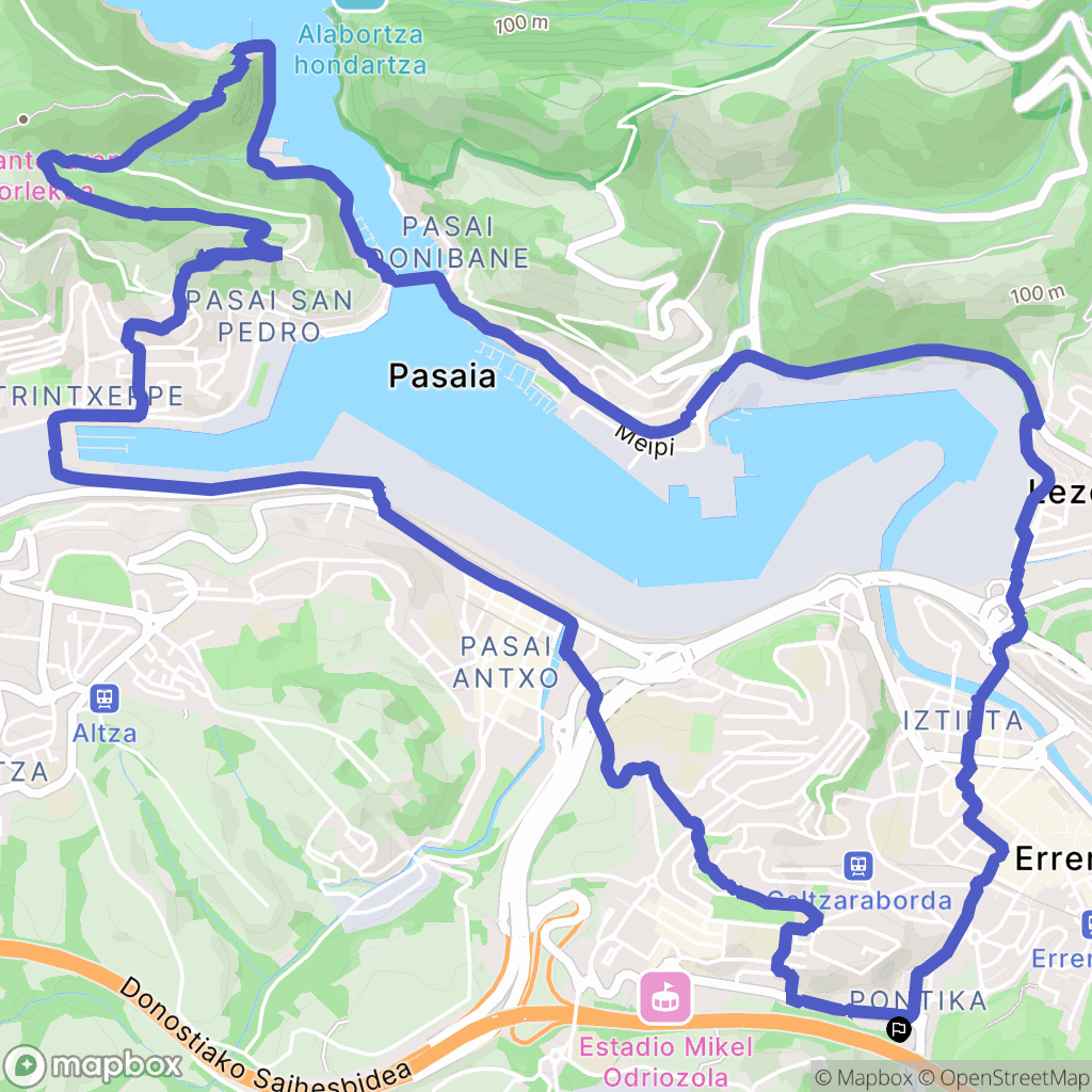 Errenteria : carte du parcours de randonnée - Spain