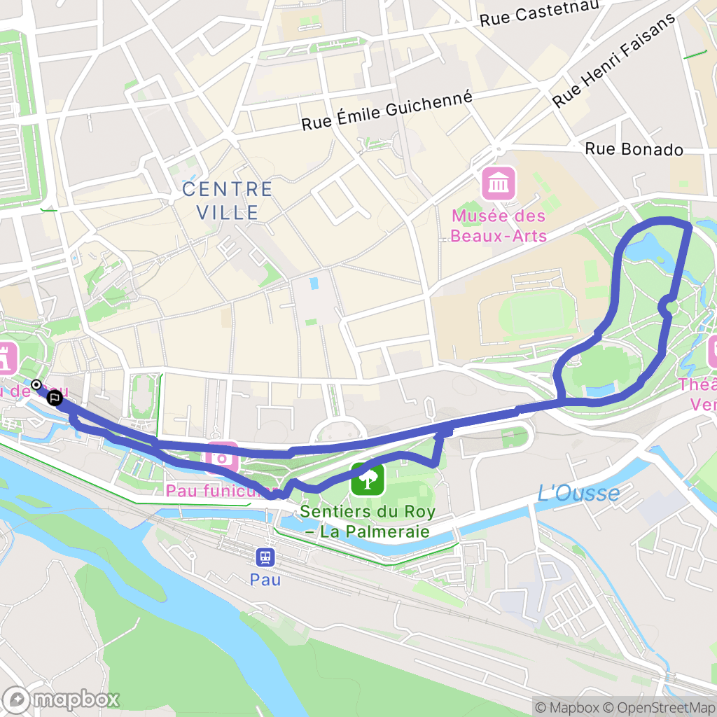 Pau : carte du parcours de randonnée - France