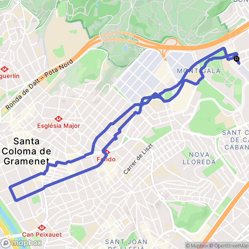 Badalona : carte du parcours de randonnée - Spain