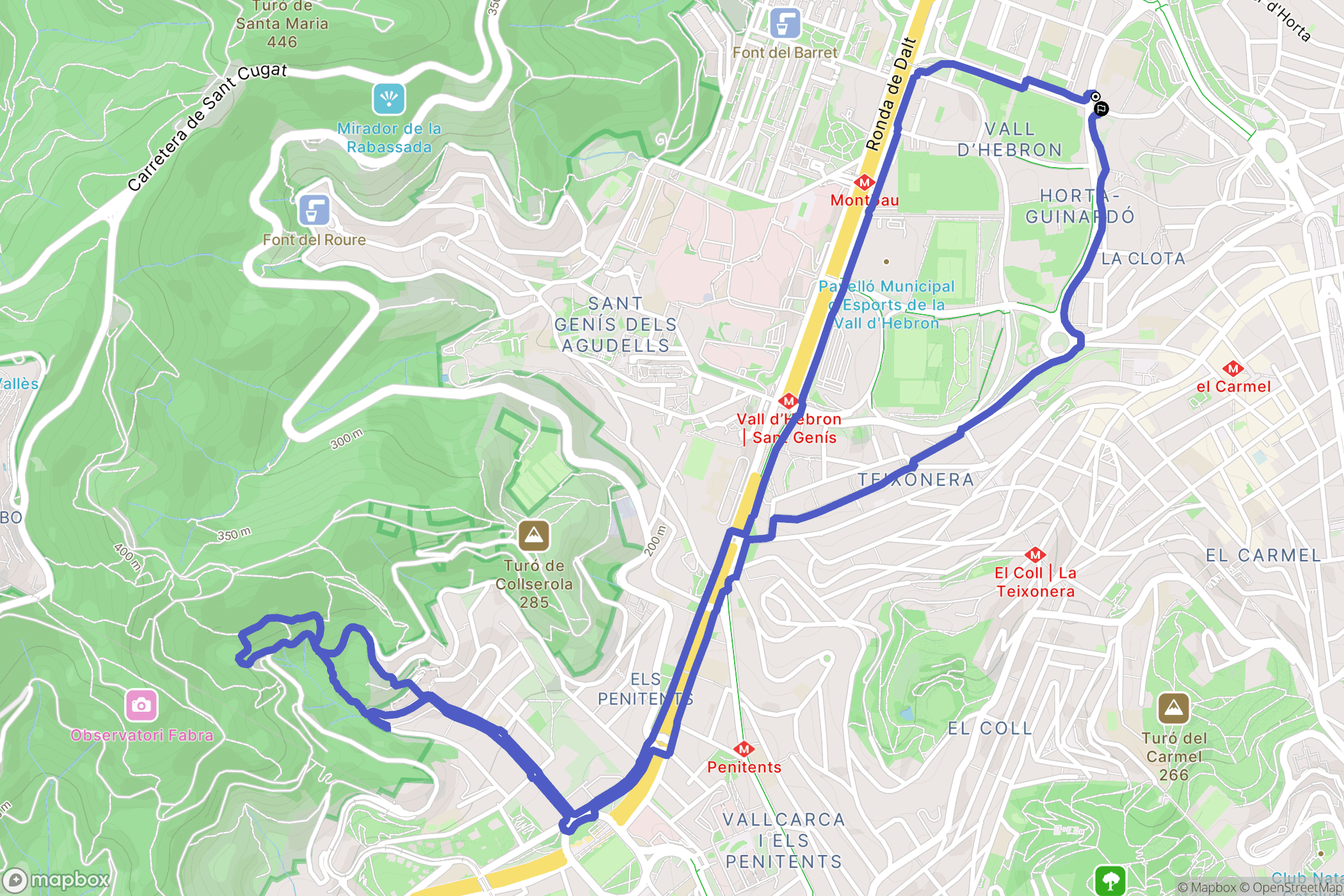 Barcelona : carte du parcours de randonnée - Spain