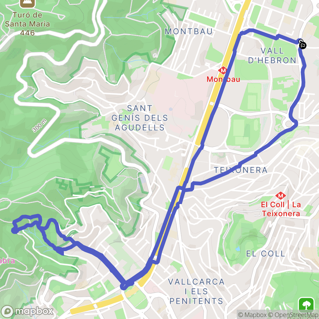 Barcelona : carte du parcours de randonnée - Spain