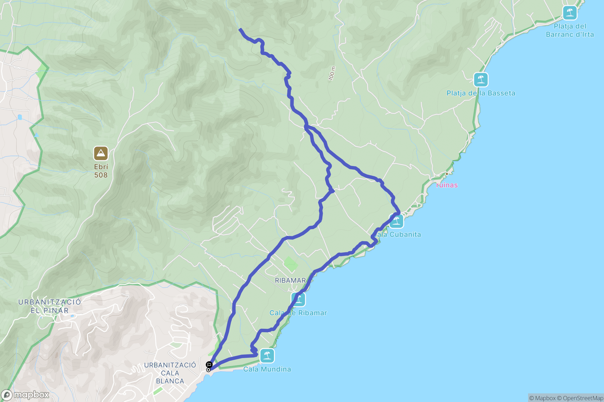 partida ribamer : carte du parcours de randonnée - Spain