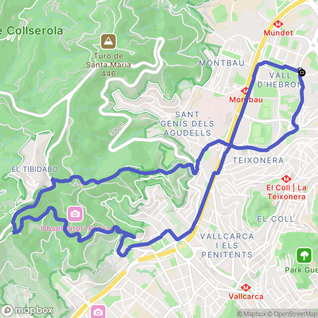 Barcelona : carte du parcours de randonnée - Spain