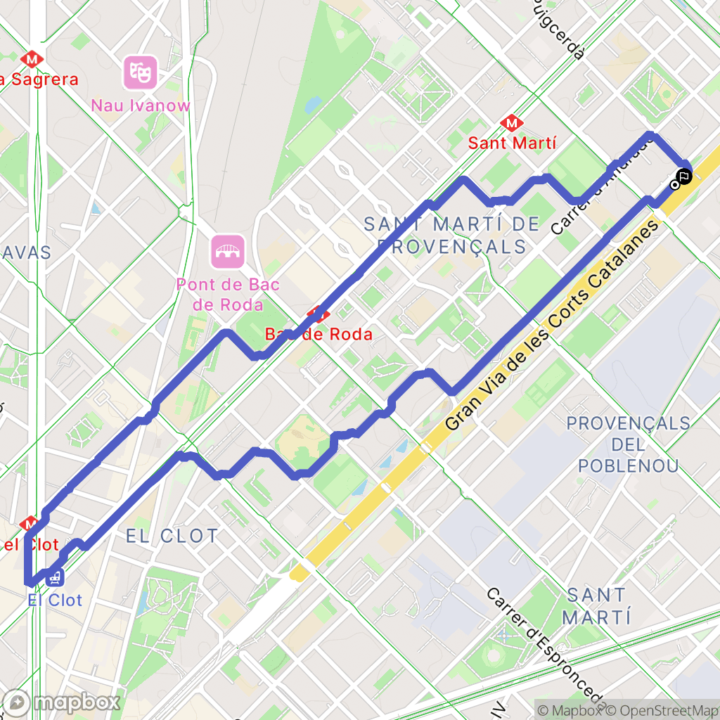 Barcelona : carte du parcours de randonnée - Spain