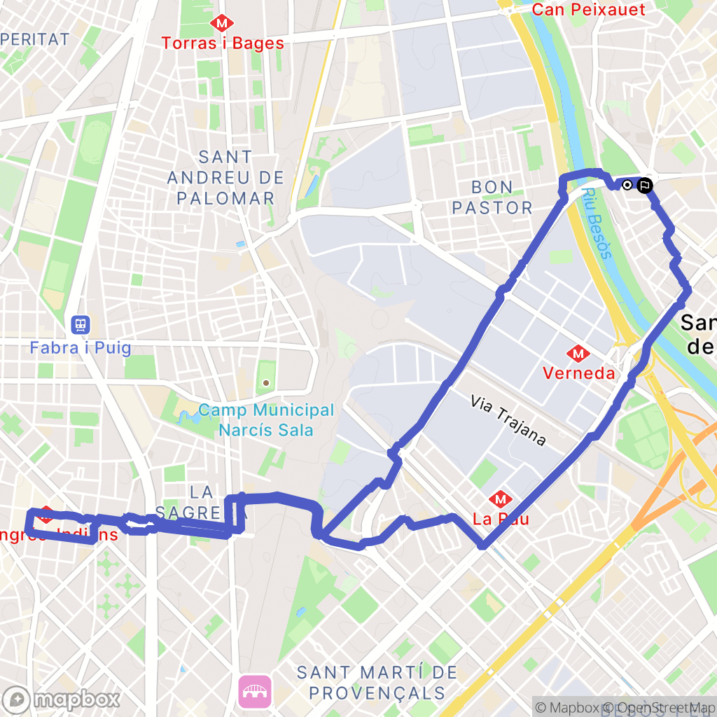 Santa Coloma de Gramenet : carte du parcours de randonnée - Spain
