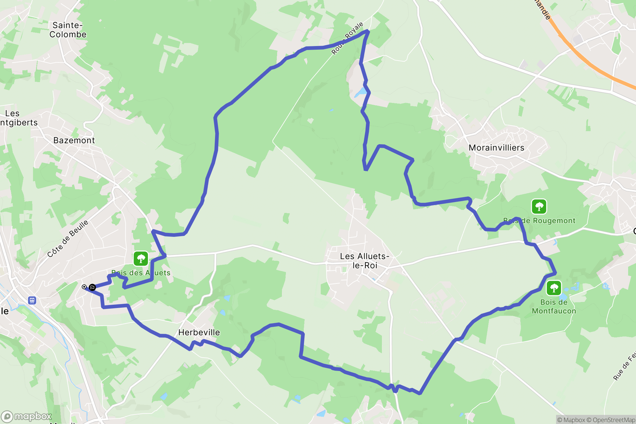 Maule : carte du parcours de randonnée - France