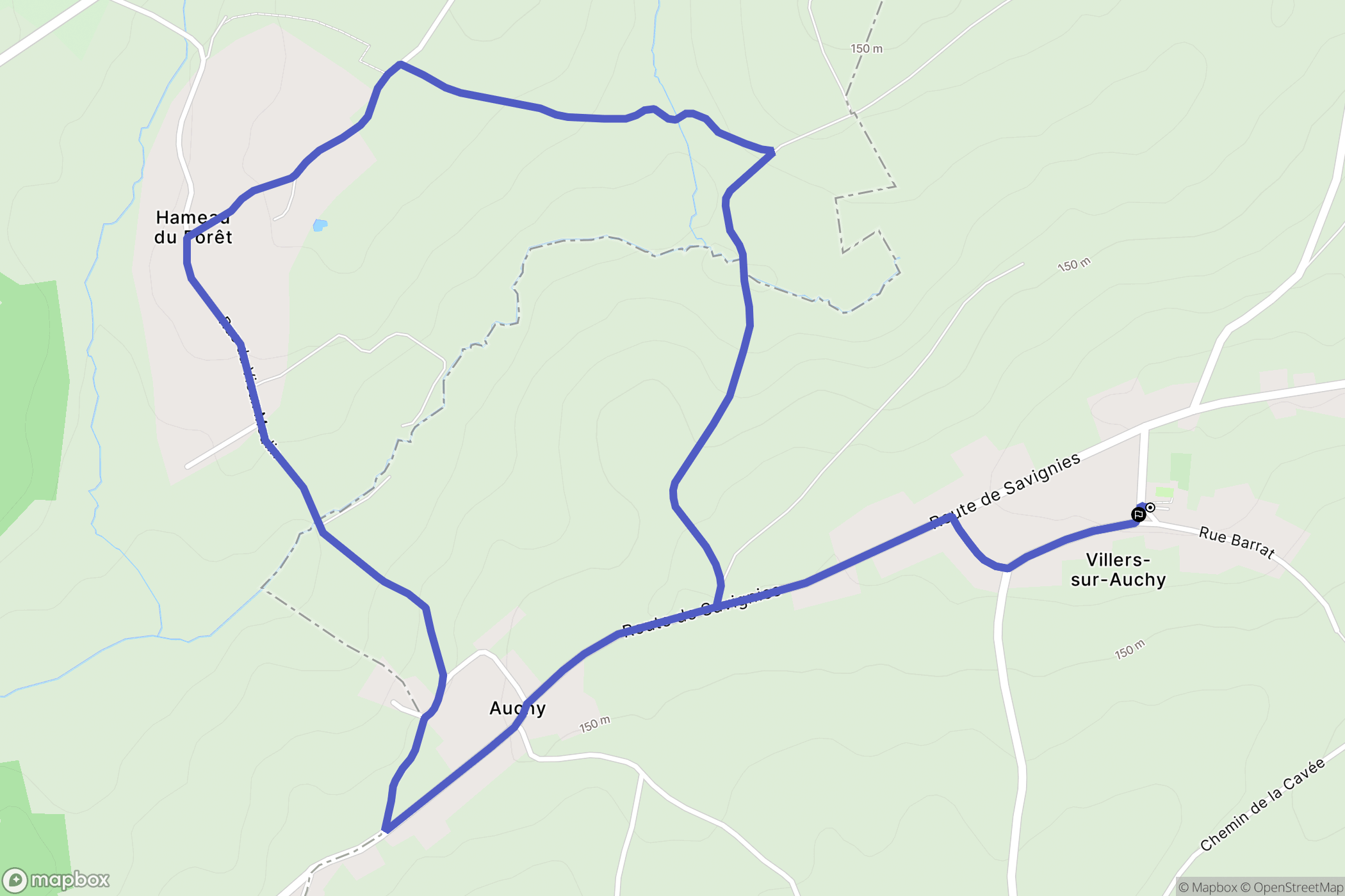 Villers-sur-Auchy : carte du parcours de randonnée - France