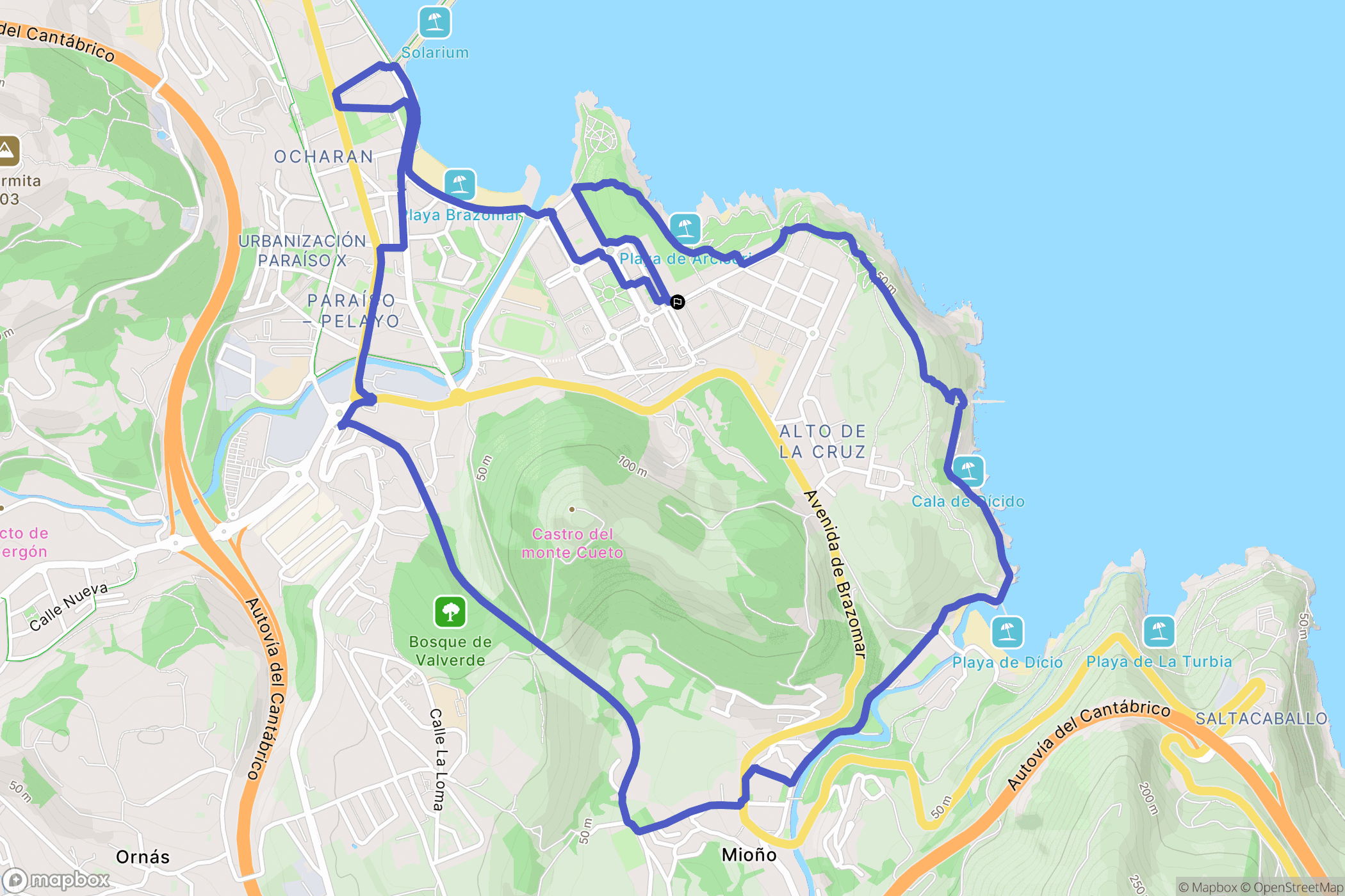 Castro-Urdiales : carte du parcours de randonnée - Spain