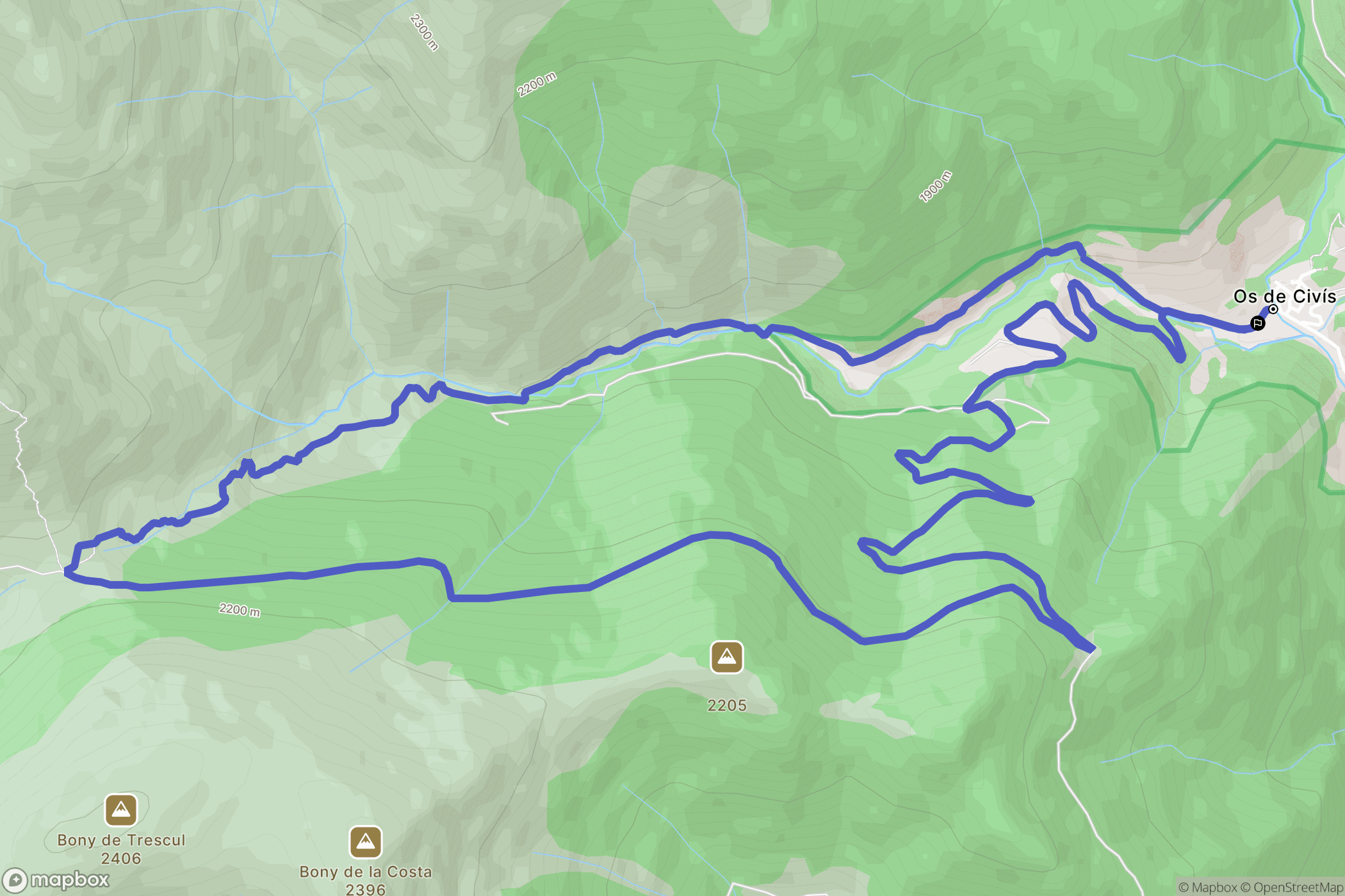 Os de Civís : carte du parcours de randonnée - Spain