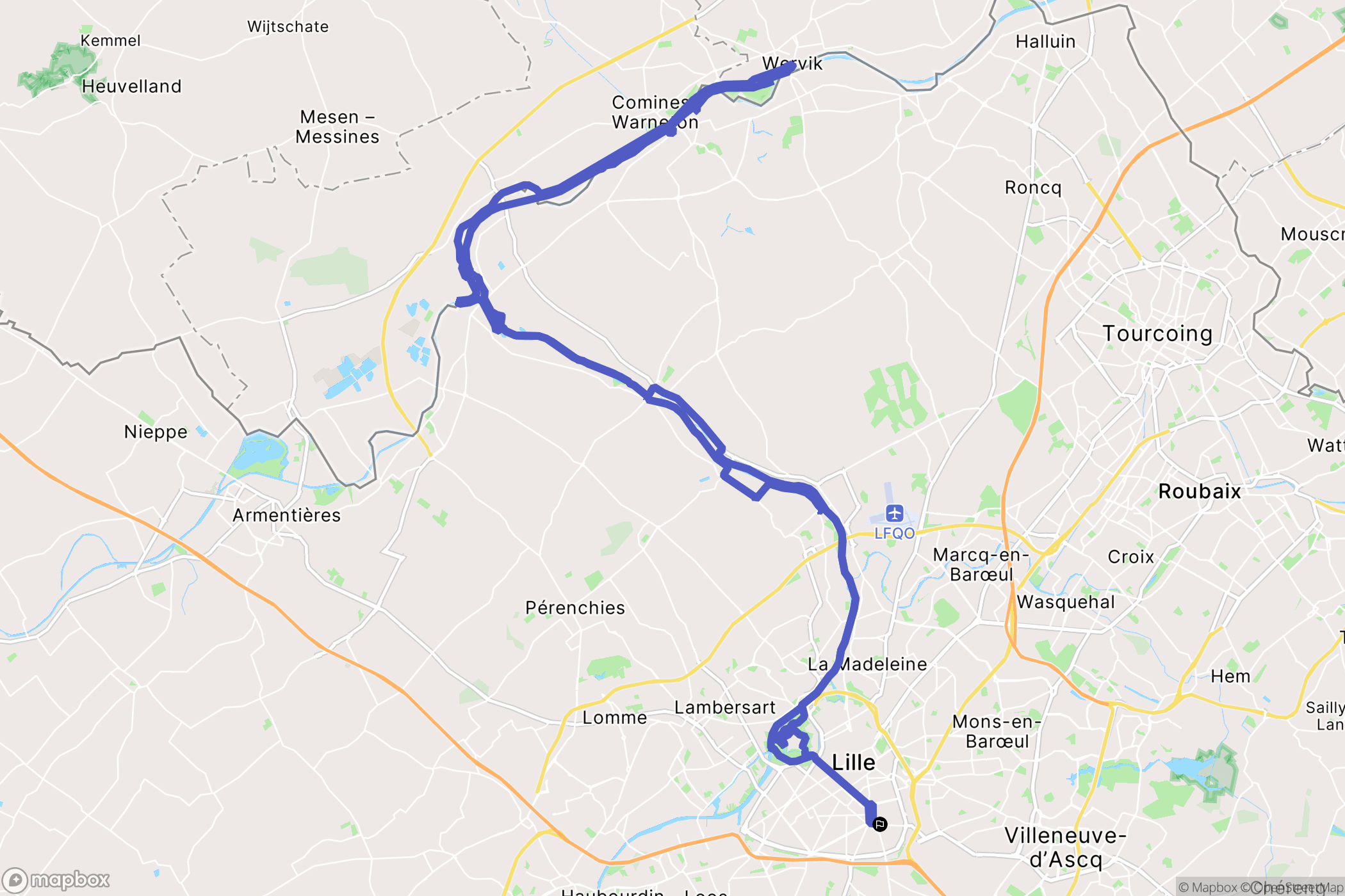 Lille : carte du parcours de randonnée - France