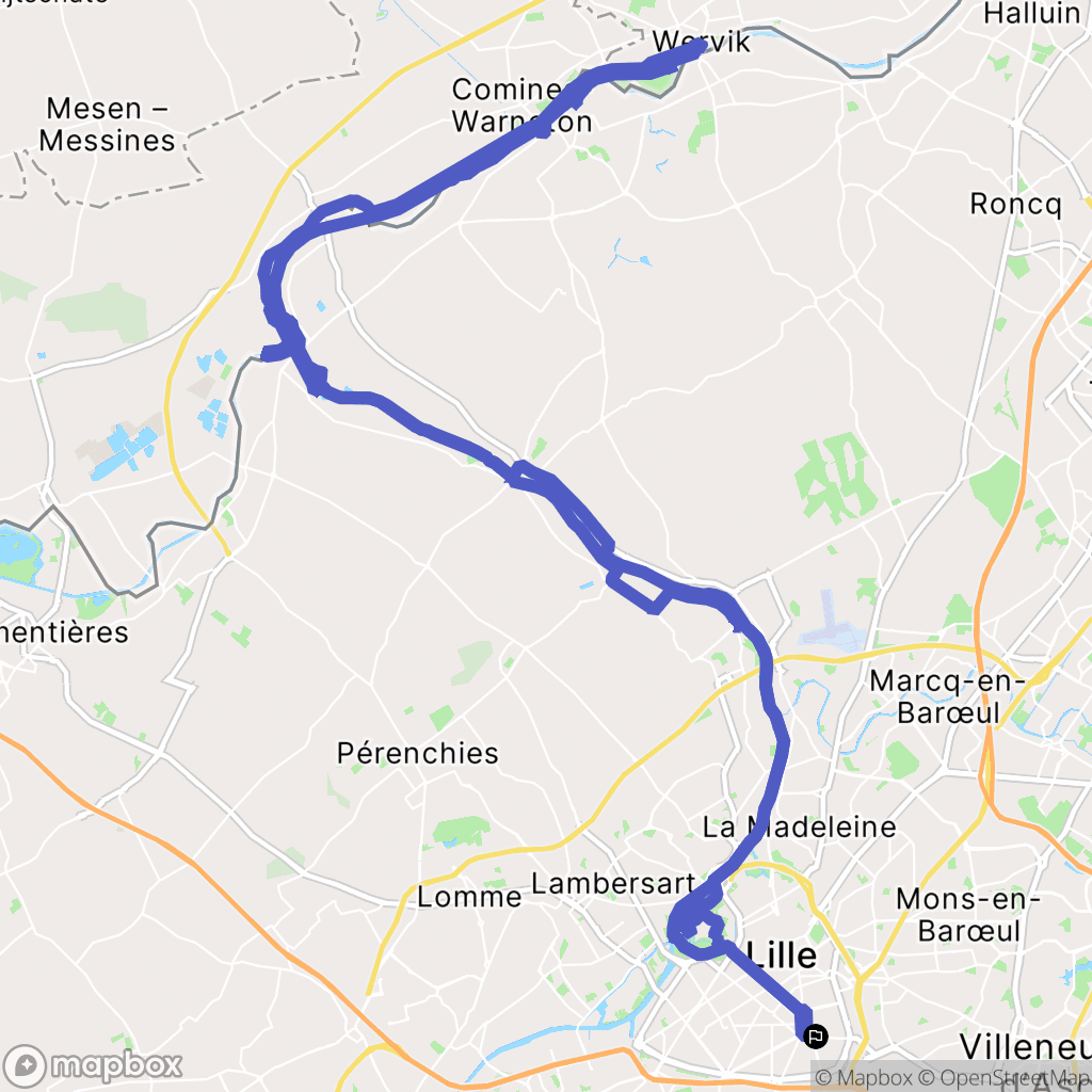 Lille : carte du parcours de randonnée - France