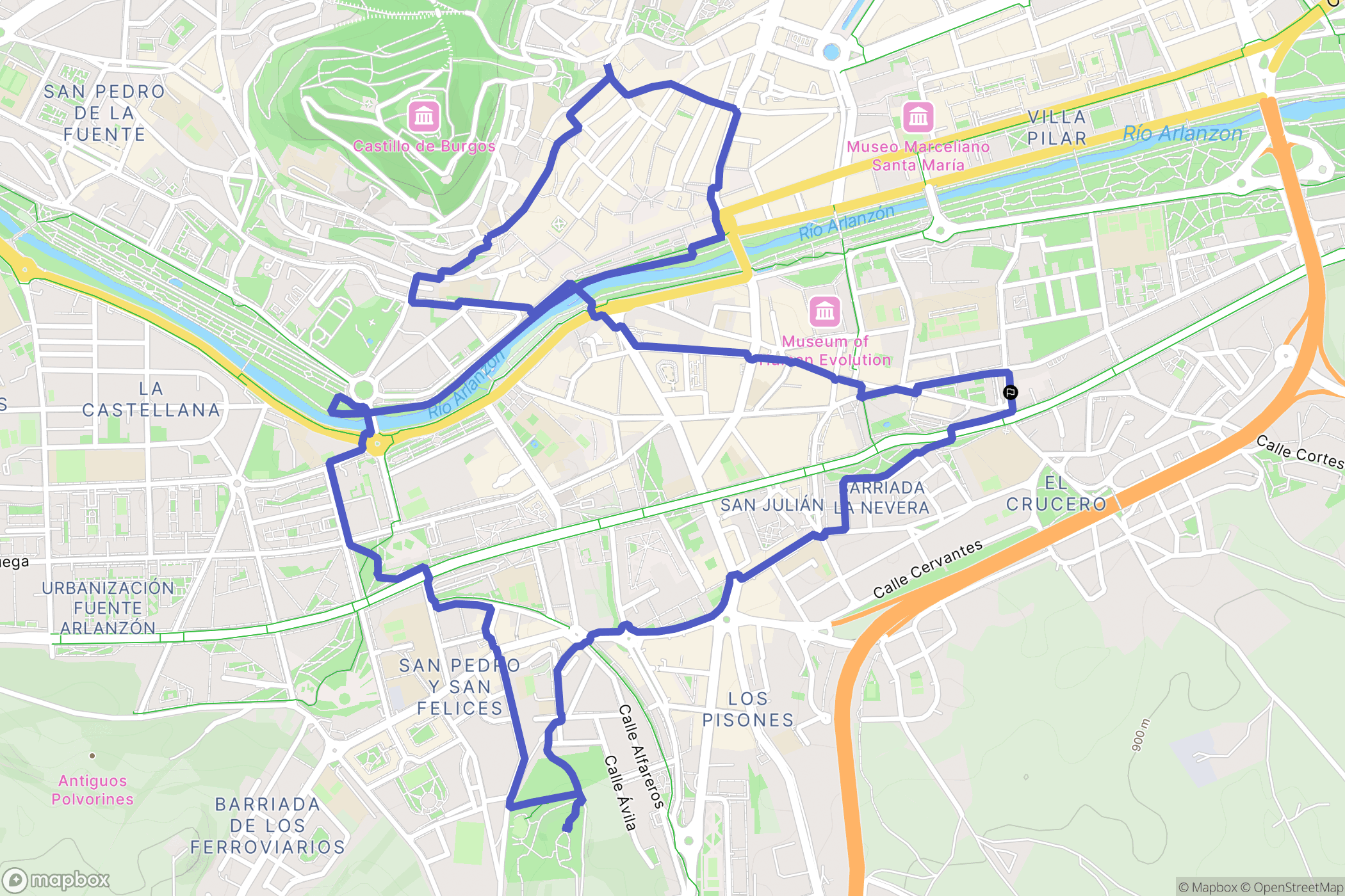 Burgos : carte du parcours de randonnée - Spain