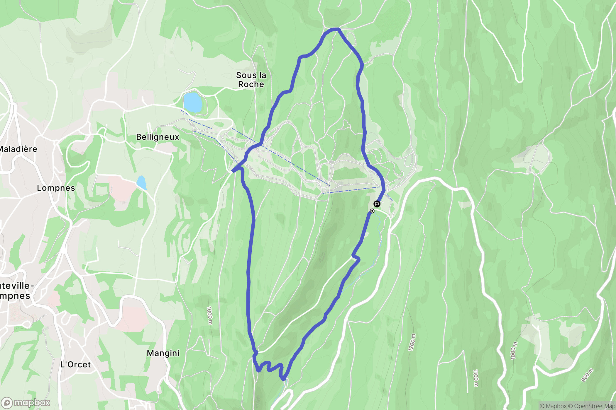 Plateau d'Hauteville : carte du parcours de randonnée - France