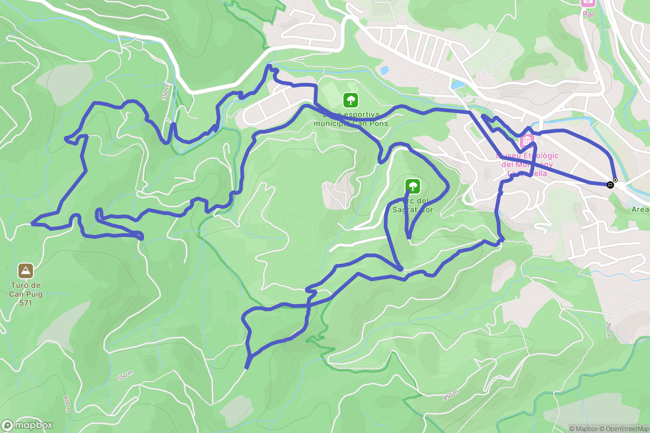 Arbúcies : carte du parcours de randonnée - Spain