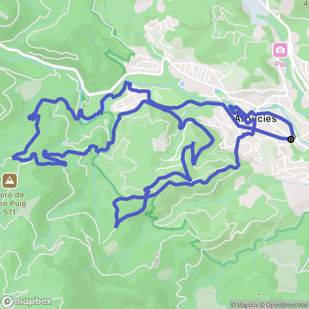 Arbúcies : carte du parcours de randonnée - Spain