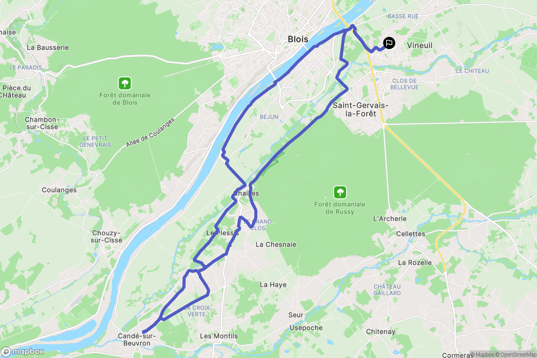 Vineuil : carte du parcours de randonnée - France
