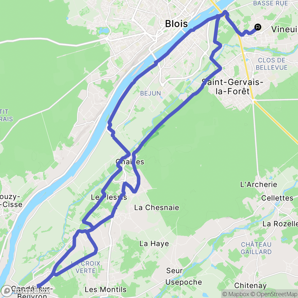 Vineuil : carte du parcours de randonnée - France