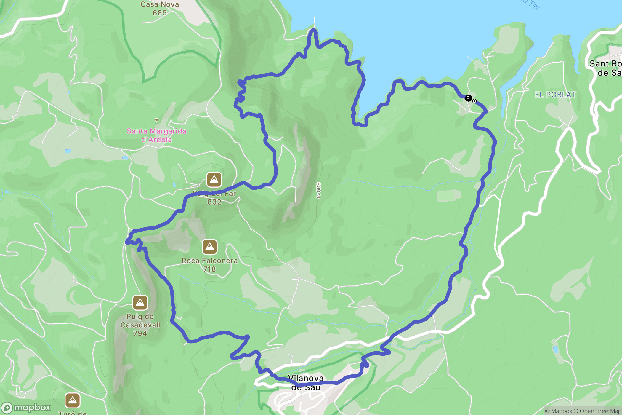 Vilanova de Sau : carte du parcours de randonnée - Spain