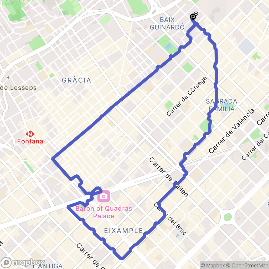 Barcelona : carte du parcours de randonnée - Spain