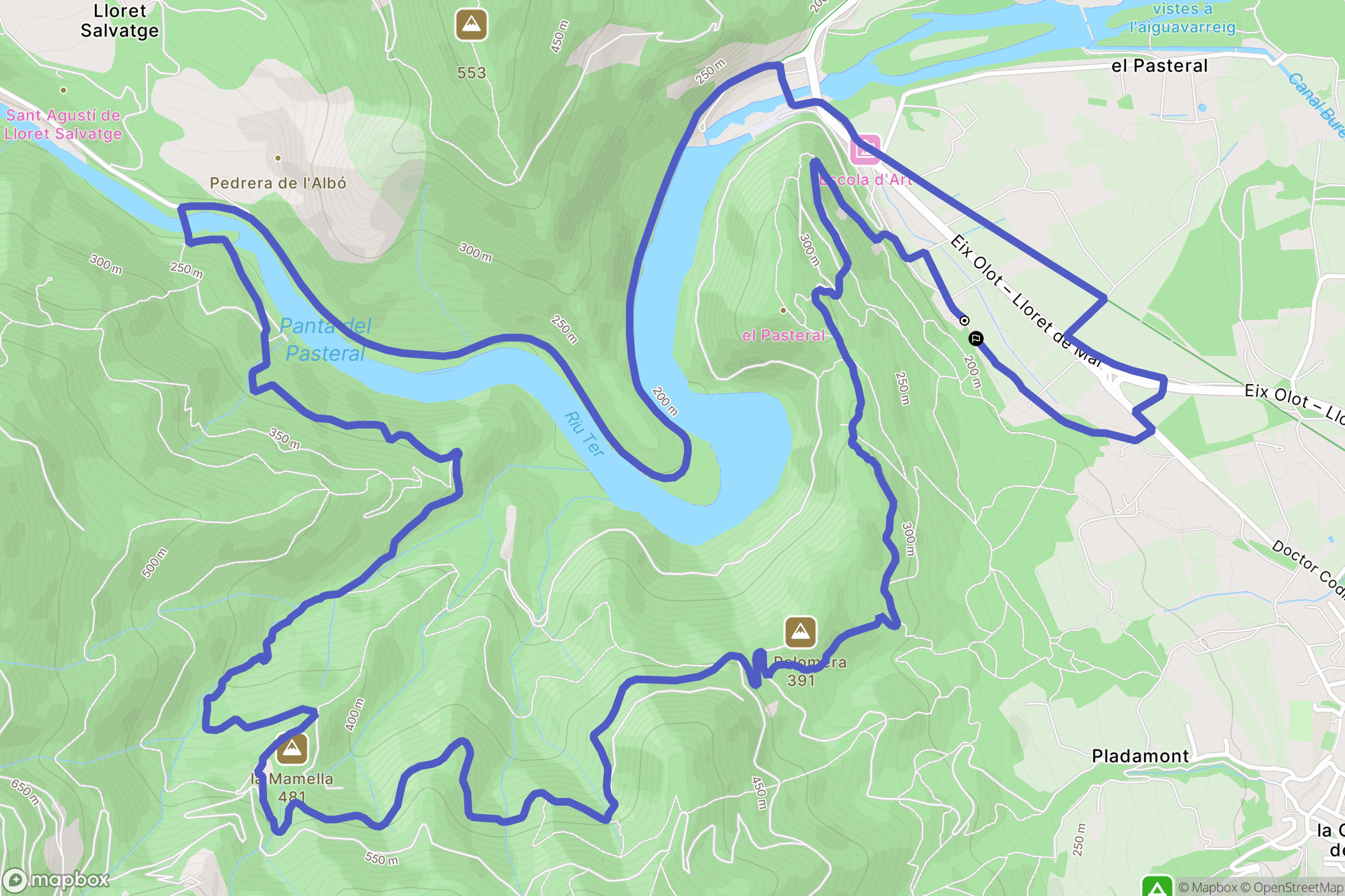 Girona : carte du parcours de randonnée - Spain