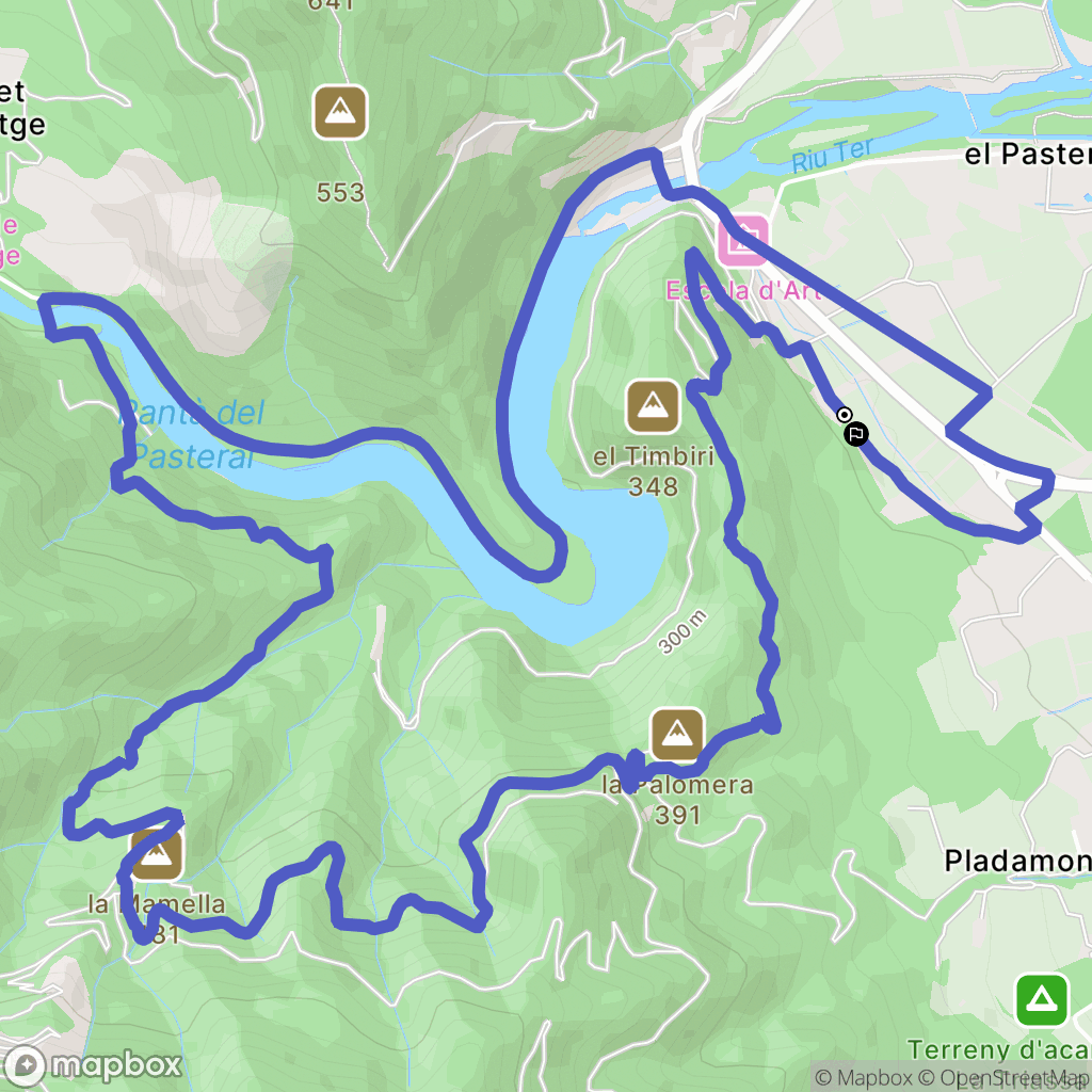 Girona : carte du parcours de randonnée - Spain