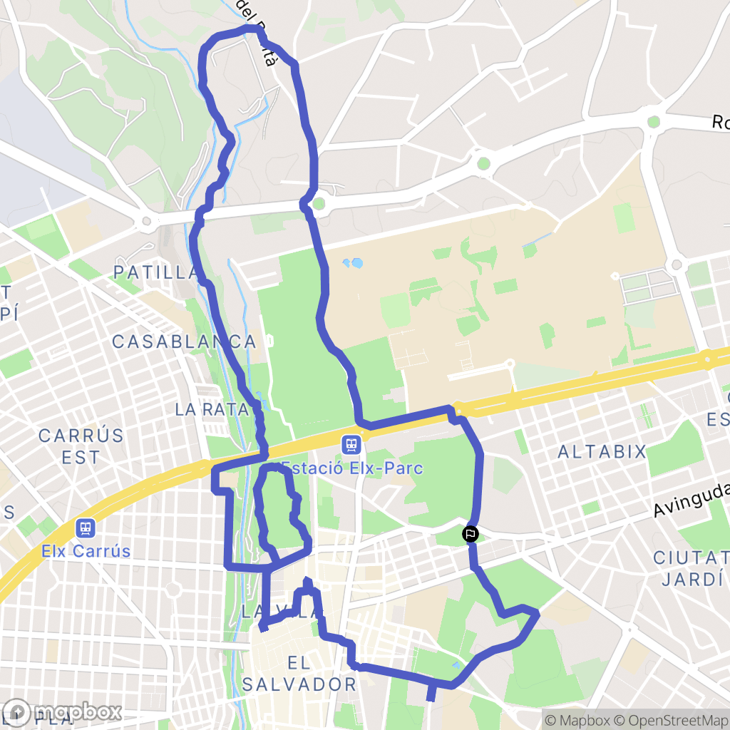 Elx : carte du parcours de randonnée - Spain
