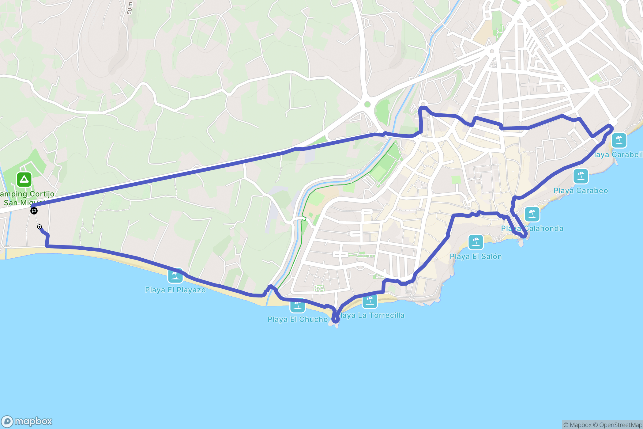 Nerja : carte du parcours de randonnée - Spain